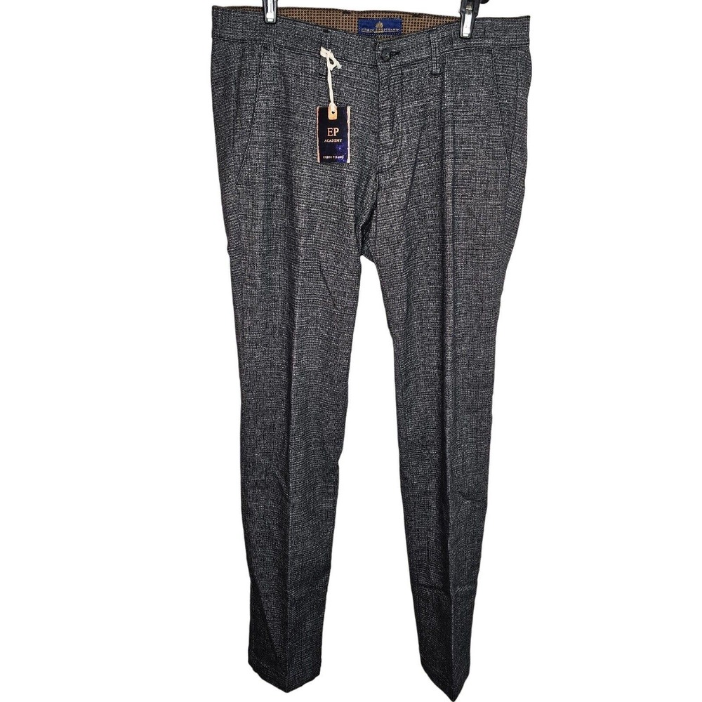 Eredi Pisano Academy Dress Pants Size 46EU 30US Slim Fit Black White Heather New